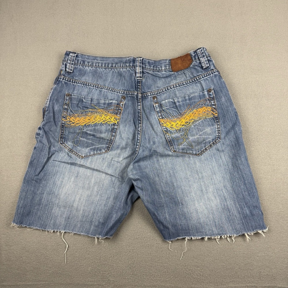 Y2K Rocawear Denim Baggy Shorts Men's Size 36* Blue Embroidered